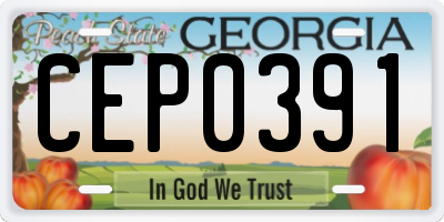 GA license plate CEP0391