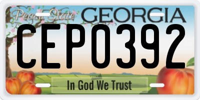 GA license plate CEP0392