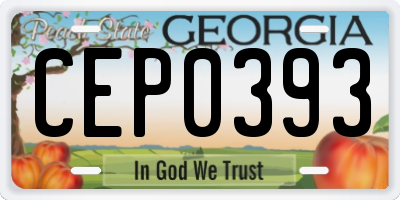 GA license plate CEP0393