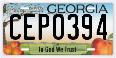 GA license plate CEP0394