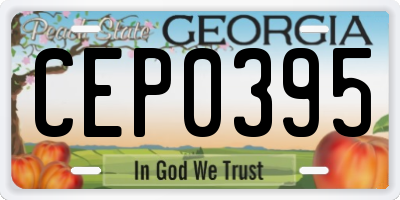 GA license plate CEP0395
