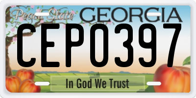 GA license plate CEP0397