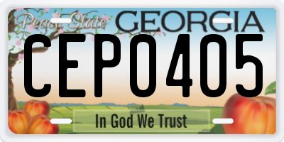 GA license plate CEP0405