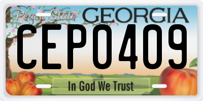 GA license plate CEP0409