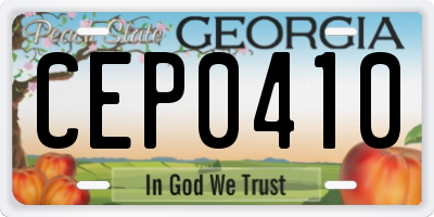 GA license plate CEP0410