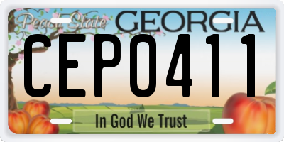 GA license plate CEP0411