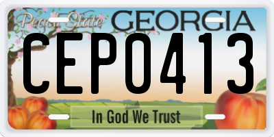 GA license plate CEP0413