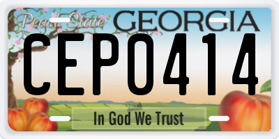 GA license plate CEP0414