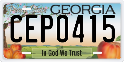 GA license plate CEP0415
