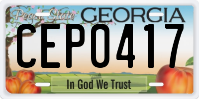 GA license plate CEP0417