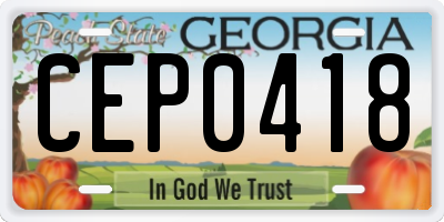 GA license plate CEP0418