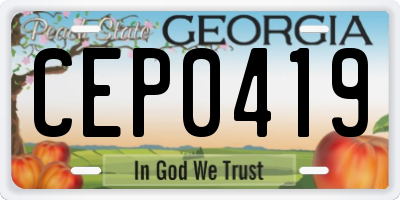 GA license plate CEP0419