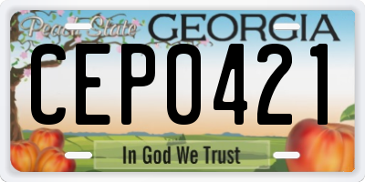 GA license plate CEP0421