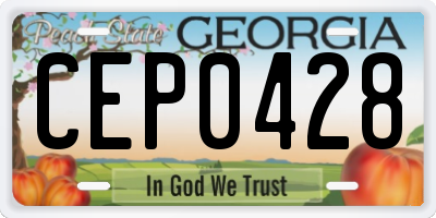 GA license plate CEP0428