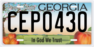 GA license plate CEP0430