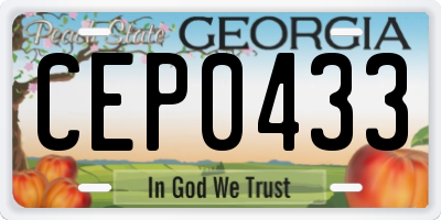 GA license plate CEP0433