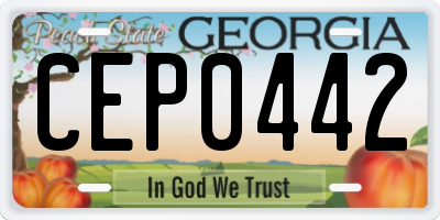 GA license plate CEP0442