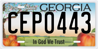 GA license plate CEP0443