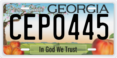 GA license plate CEP0445