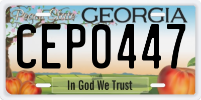 GA license plate CEP0447