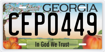 GA license plate CEP0449