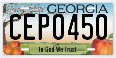 GA license plate CEP0450