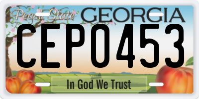 GA license plate CEP0453