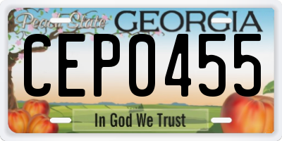 GA license plate CEP0455