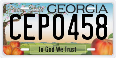 GA license plate CEP0458