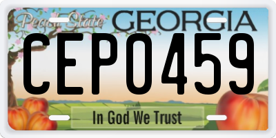 GA license plate CEP0459