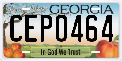 GA license plate CEP0464