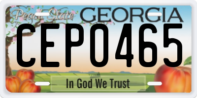GA license plate CEP0465