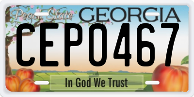 GA license plate CEP0467
