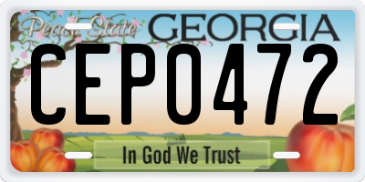 GA license plate CEP0472