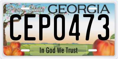 GA license plate CEP0473
