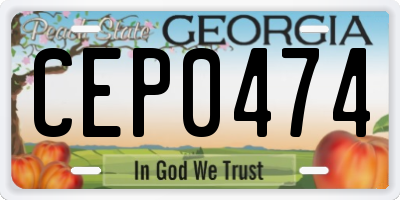 GA license plate CEP0474