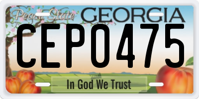 GA license plate CEP0475