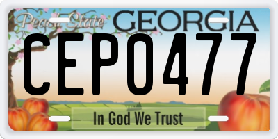 GA license plate CEP0477