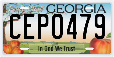 GA license plate CEP0479