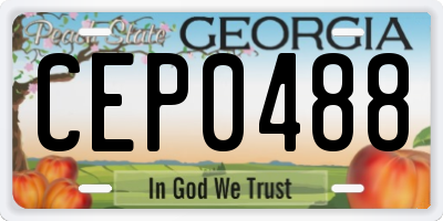 GA license plate CEP0488