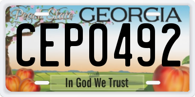 GA license plate CEP0492