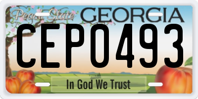 GA license plate CEP0493