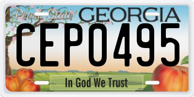 GA license plate CEP0495