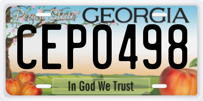 GA license plate CEP0498
