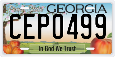 GA license plate CEP0499