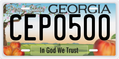 GA license plate CEP0500
