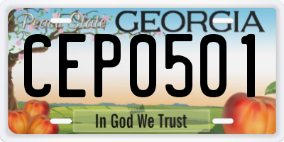 GA license plate CEP0501