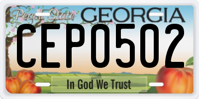 GA license plate CEP0502
