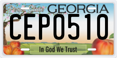 GA license plate CEP0510