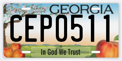 GA license plate CEP0511